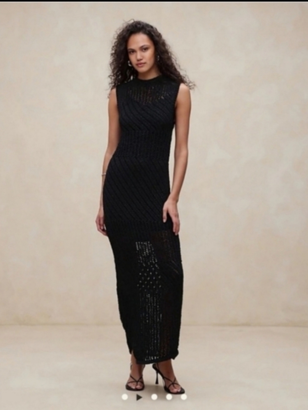 Banana Republic cotton blend open stitch maxi dress Black - Picture 4 of 5